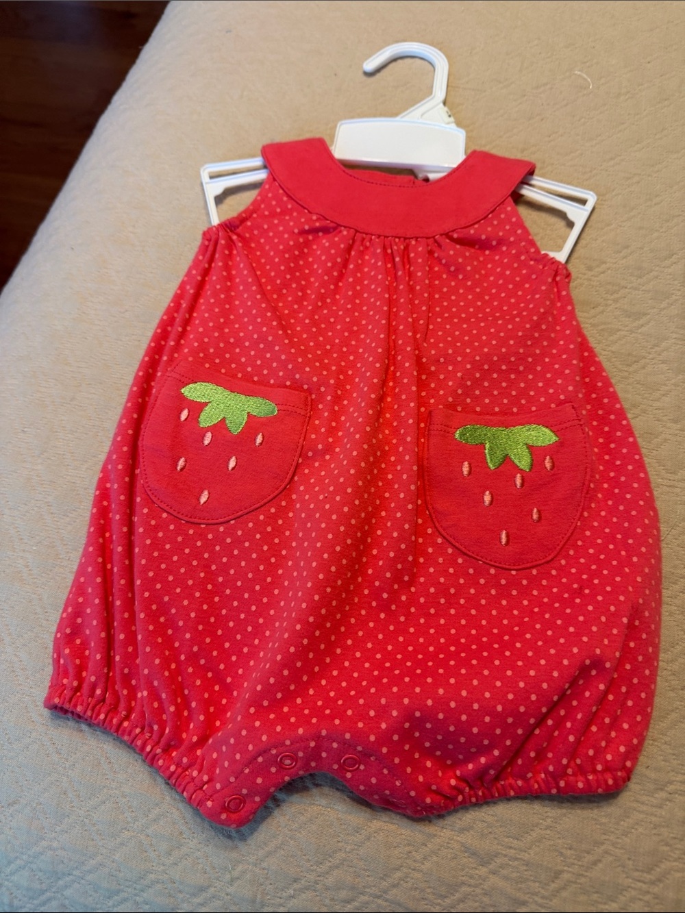 Starting Out Red Strawberry Pocket Baby One-Piece